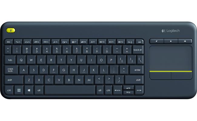 Logitech K400 Plus Wireless Touch With Easy Media Control & Built-in Touchpad HTPC Keyboard for PC-connected TV, Windows, Android, Chrome OS, Laptop, Tablet - Black